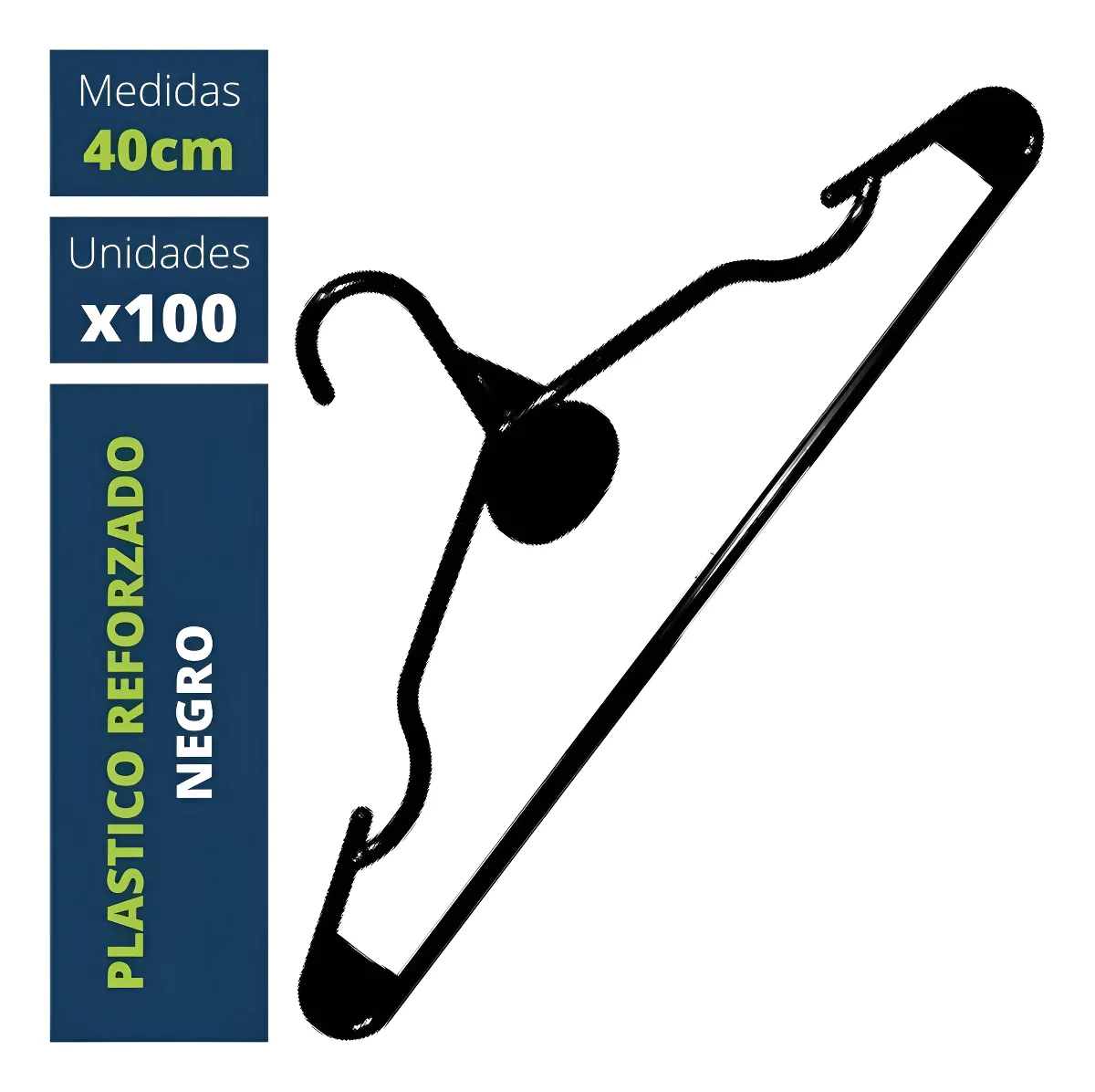Perchas Plasticas Negras Adulto x100 Unidades Reforzadas Anteplast Blancanieves