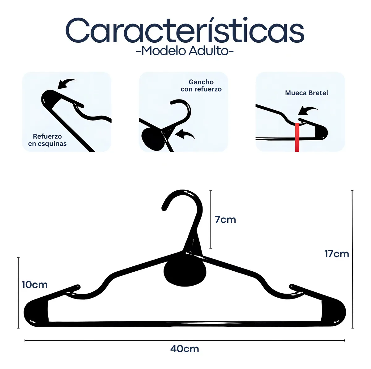 Perchas Plasticas Negras Adulto x100 Unidades Reforzadas Anteplast Blancanieves - Imagen 7