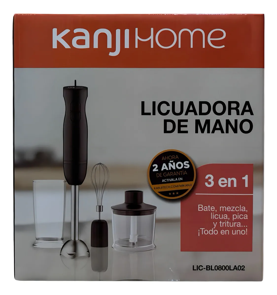 Licuadora Mini Pimer 3 En 1 Kanji Home Mixer De Mano Color Negro - Imagen 3
