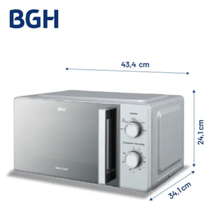 Microondas Bgh Mecánico 18l Silver Espejado B118ms25